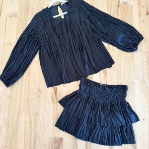 Ulla Johnson Black Top and Skirt Set